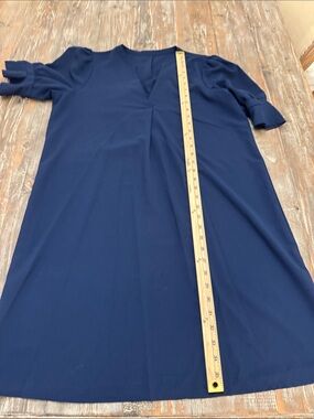 Navy V-Neck Shift Dress